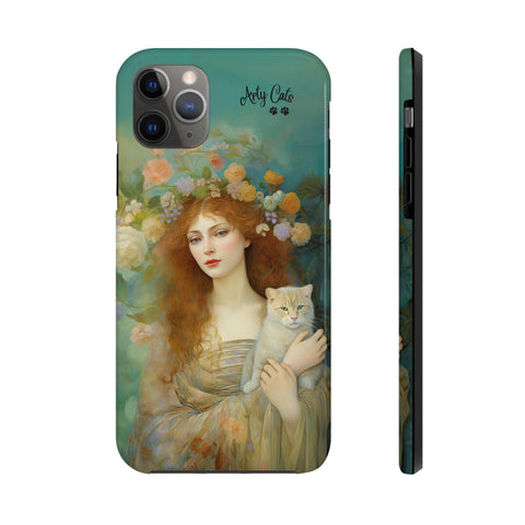 Spring's Fairy Tale, Enchanting Fairy with Her Cat iPhone case, Tough Phone Cases