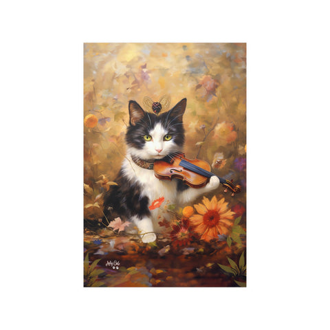 Melodic Feline Serenity, Unframed Satin Poster Print