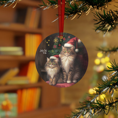 Purrfectly Festive Cats, Christmas Metal Ornaments