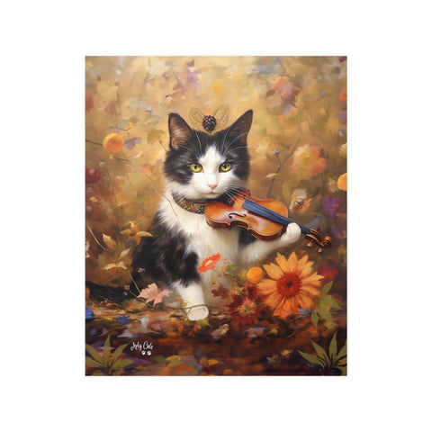 Melodic Feline Serenity, Unframed Satin Poster Print