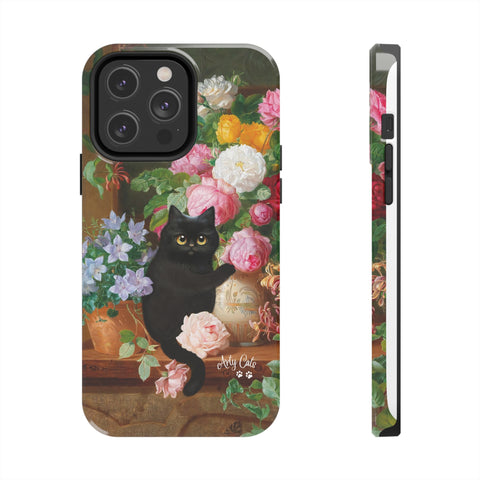 Cat Loves Roses, iPhone Case, Cat iPhone case, Tough Phone Cases