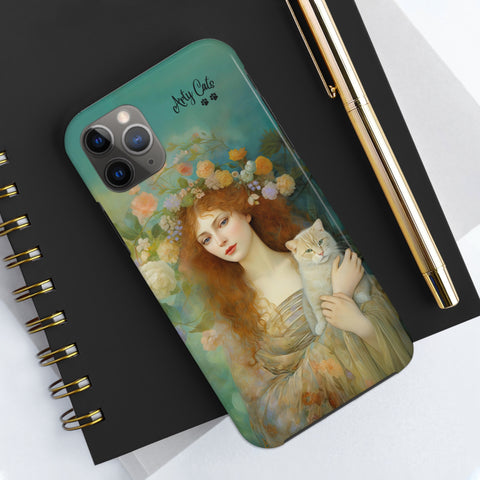 Spring's Fairy Tale, Enchanting Fairy with Her Cat iPhone case, Tough Phone Cases