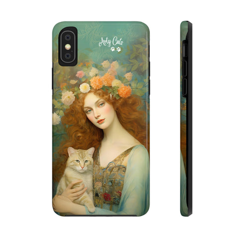 Blooming Serenity, Woman and The Cat, Cat iPhone case, Tough Phone Cases