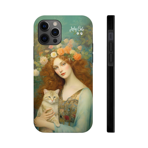 Blooming Serenity, Woman and The Cat, Cat iPhone case, Tough Phone Cases