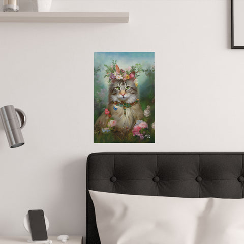 Princess Blossom, Charming Maine Coon Cat, Unframed Satin Poster Print