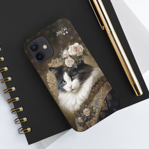 Victorian Cat with Roses, Cat iPhone case, Tough Phone Cases