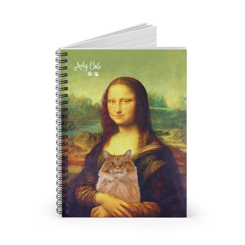 Mona Lisa's Purrfect Partner, Spiral Notebook - Ruled Line