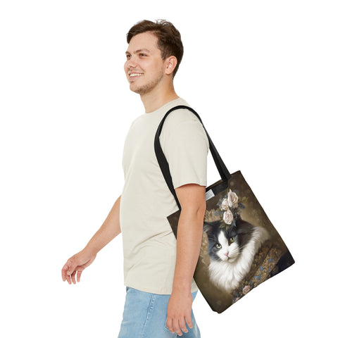 Victorian Cat with Roses, All Purpose Designer Tote Bag