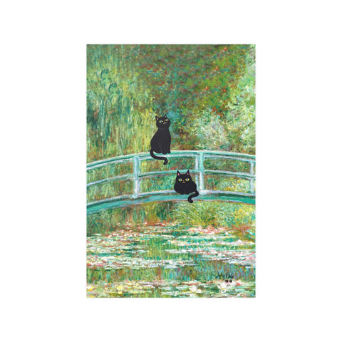 Monet's The Water Lily Pond Bridge with the Cats, Unframed Printed Poster