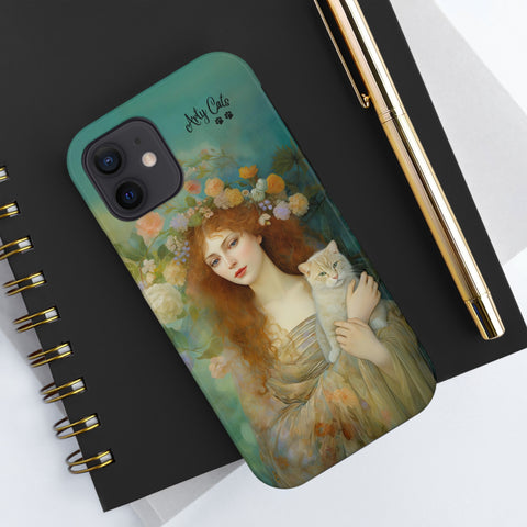 Spring's Fairy Tale, Enchanting Fairy with Her Cat iPhone case, Tough Phone Cases