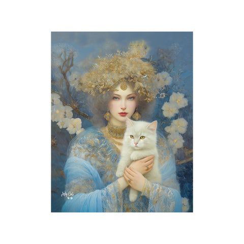 Snow Queen and her cat, Unframed Satin Poster