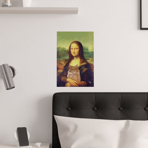 Mona Lisa's Purrfect Partner, Unframed Satin Poster