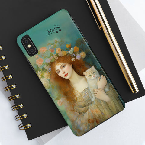 Spring's Fairy Tale, Enchanting Fairy with Her Cat iPhone case, Tough Phone Cases