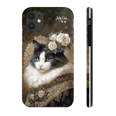 Victorian Cat with Roses, Cat iPhone case, Tough Phone Cases