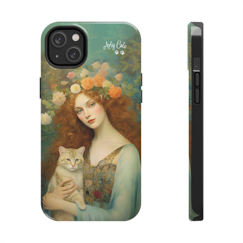 Blooming Serenity, Woman and The Cat, Cat iPhone case, Tough Phone Cases