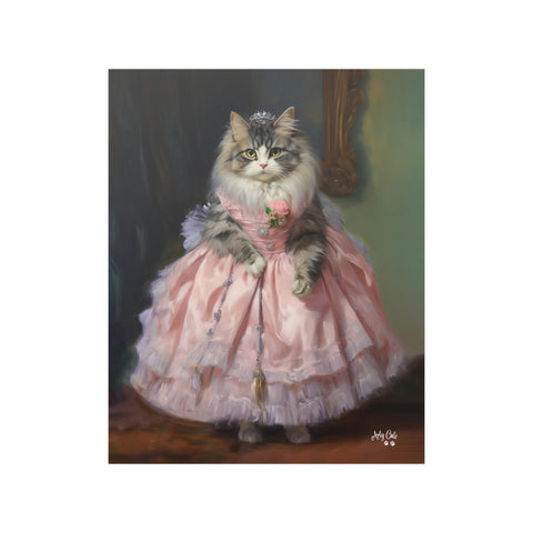 Purrfection in Pink, Stylish Kitty Couture, Unframed Satin Poster