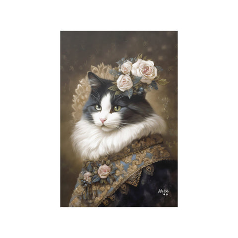 Victorian Cat with Roses, Unframed Satin Poster