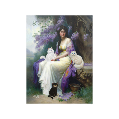 Lady of the Forest with her Cats, Unframed Printed Satin Poster