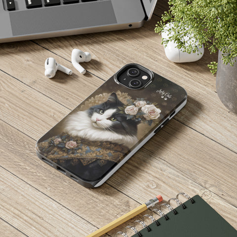 Victorian Cat with Roses, Cat iPhone case, Tough Phone Cases