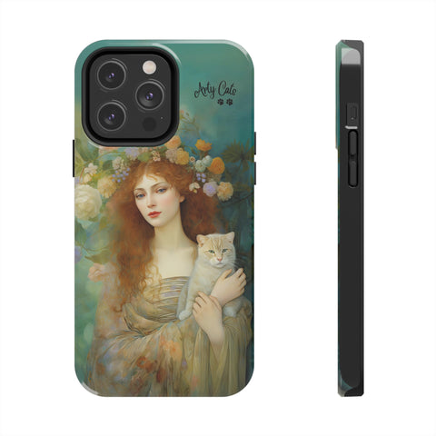 Spring's Fairy Tale, Enchanting Fairy with Her Cat iPhone case, Tough Phone Cases