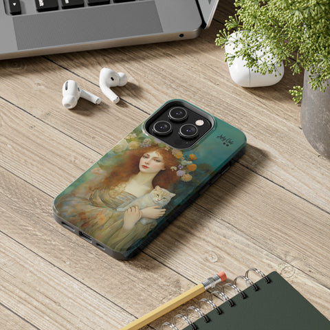 Spring's Fairy Tale, Enchanting Fairy with Her Cat iPhone case, Tough Phone Cases