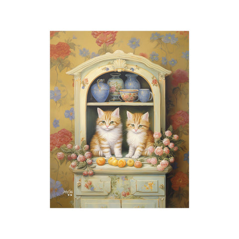 Cozy Kitchen Kittens, A Hutch Cabinet Tale, Unframed Satin Poster