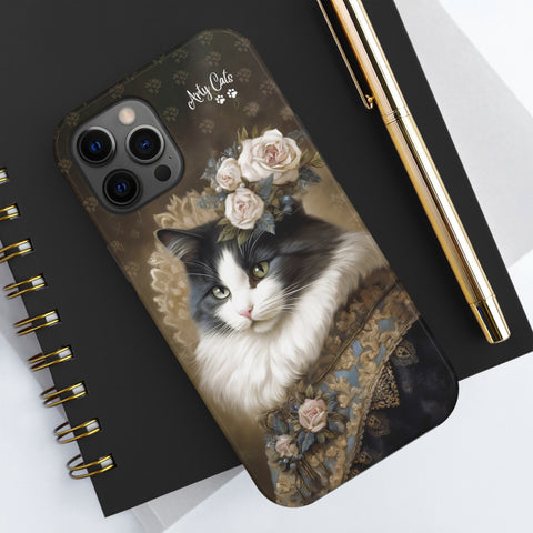 Victorian Cat with Roses, Cat iPhone case, Tough Phone Cases