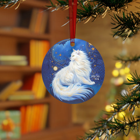 Celestial Cat, Christmas Metal Ornaments