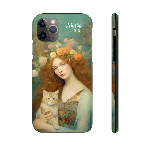 Blooming Serenity, Woman and The Cat, Cat iPhone case, Tough Phone Cases