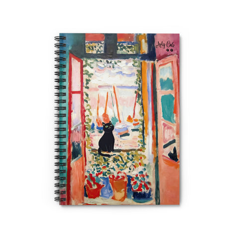 Matisse The Open Window with Cat - Spiral Notebook - Ruled Line