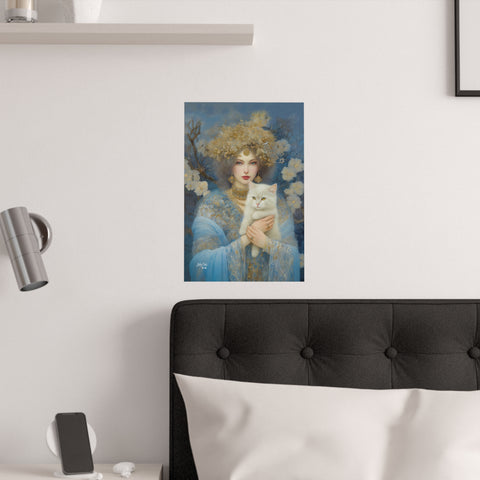 Snow Queen and her cat, Unframed Satin Poster