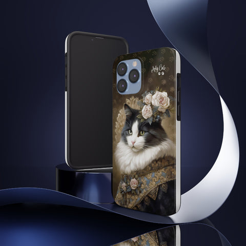 Victorian Cat with Roses, Cat iPhone case, Tough Phone Cases