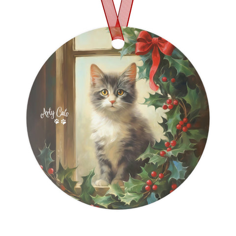 The Kitten's View, Christmas Metal Ornaments