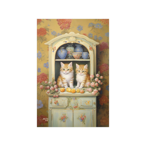 Cozy Kitchen Kittens, A Hutch Cabinet Tale, Unframed Satin Poster