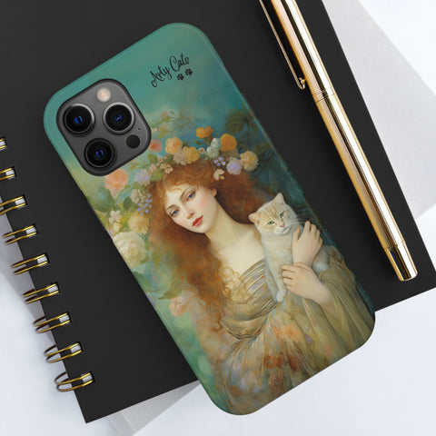 Spring's Fairy Tale, Enchanting Fairy with Her Cat iPhone case, Tough Phone Cases