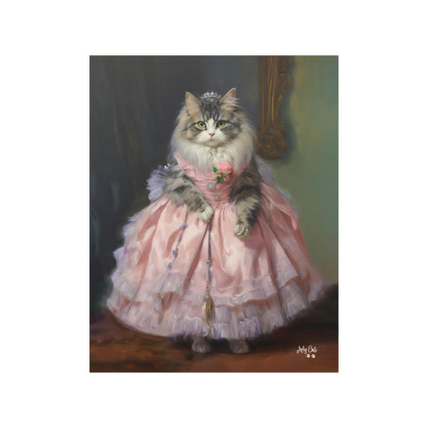 Purrfection in Pink, Stylish Kitty Couture, Unframed Satin Poster