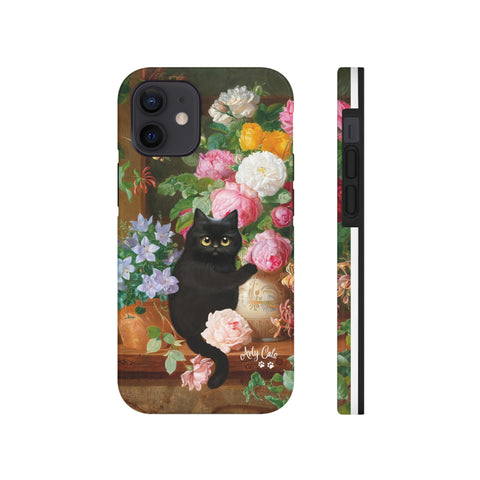 Cat Loves Roses, iPhone Case, Cat iPhone case, Tough Phone Cases