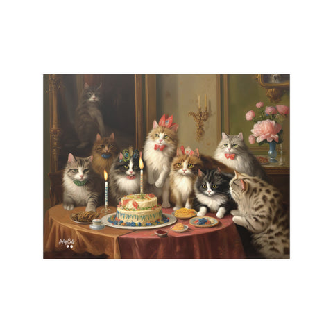 A Wonderful Cats Birthday Party, Unframed Satin Posters