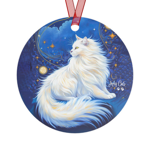 Celestial Cat, Christmas Metal Ornaments