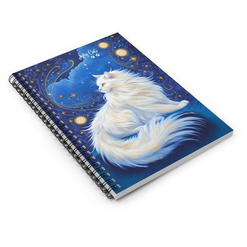 Celestial Cat at Midnight with a Starry Sky - Spiral Notebook - Ruled Line