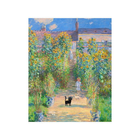 Monet's Garden at Vetheuil with the Cat, Unframed Satin Poster