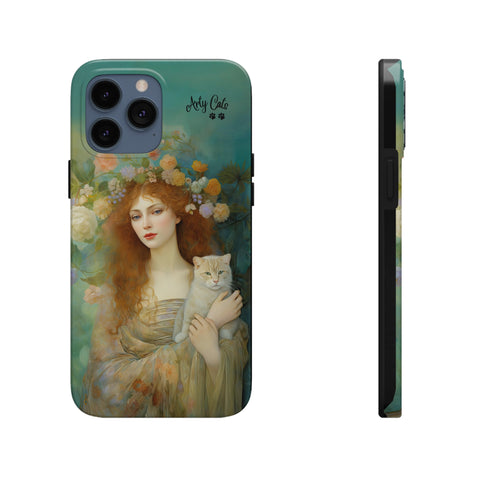 Spring's Fairy Tale, Enchanting Fairy with Her Cat iPhone case, Tough Phone Cases