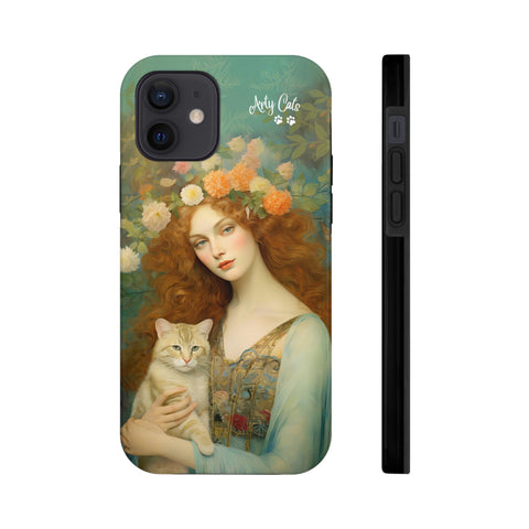 Blooming Serenity, Woman and The Cat, Cat iPhone case, Tough Phone Cases