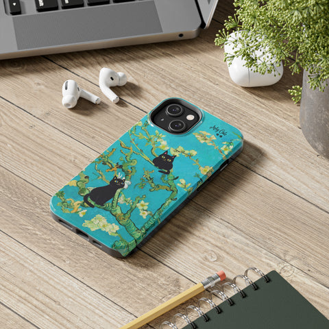 Van Gogh Almond Blossoms with Two Cats, Cat iPhone case, Tough Phone Cases