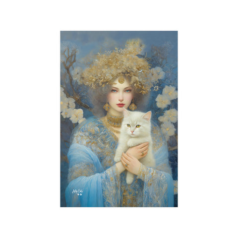 Snow Queen and her cat, Unframed Satin Poster