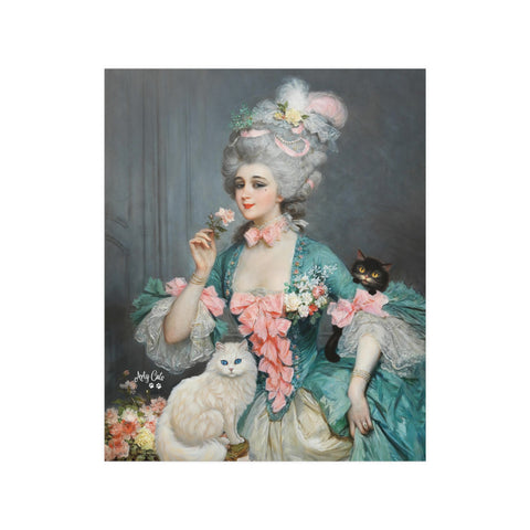 An Elegant Lady with Roses and her Cats, Unframed Satin Poster