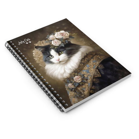 Victorian Cat With Roses, Spiral Notebook - Ruled Line