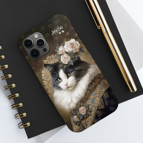 Victorian Cat with Roses, Cat iPhone case, Tough Phone Cases