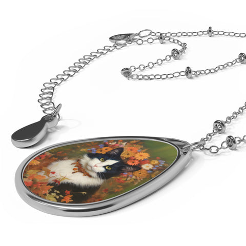 The Woodland Cat, Jewelry Oval Necklace