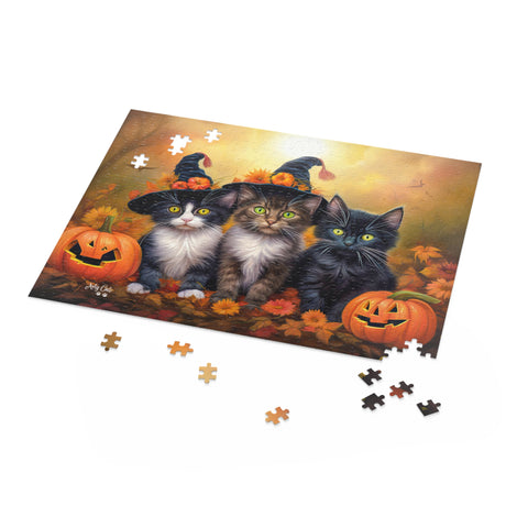 Halloween Kittens in Autumn Splendor, Jigsaw Puzzle 500-Piece